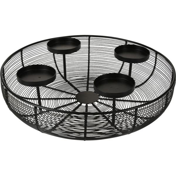 Adventskranz Metallschale schwarz Ø 36cm